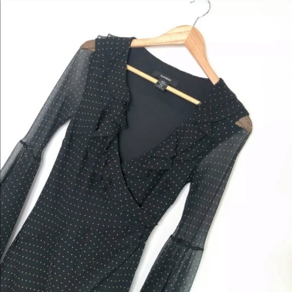 Vintage 90s Express Gothic Silk Dress Size 6 - Picture 7 of 8